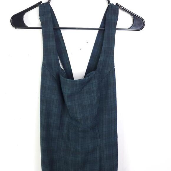 Vintage Dress Womens 2 Knapp Studio Jumper Midi Tartan Plaid Crossed Back - Picture 2 of 10